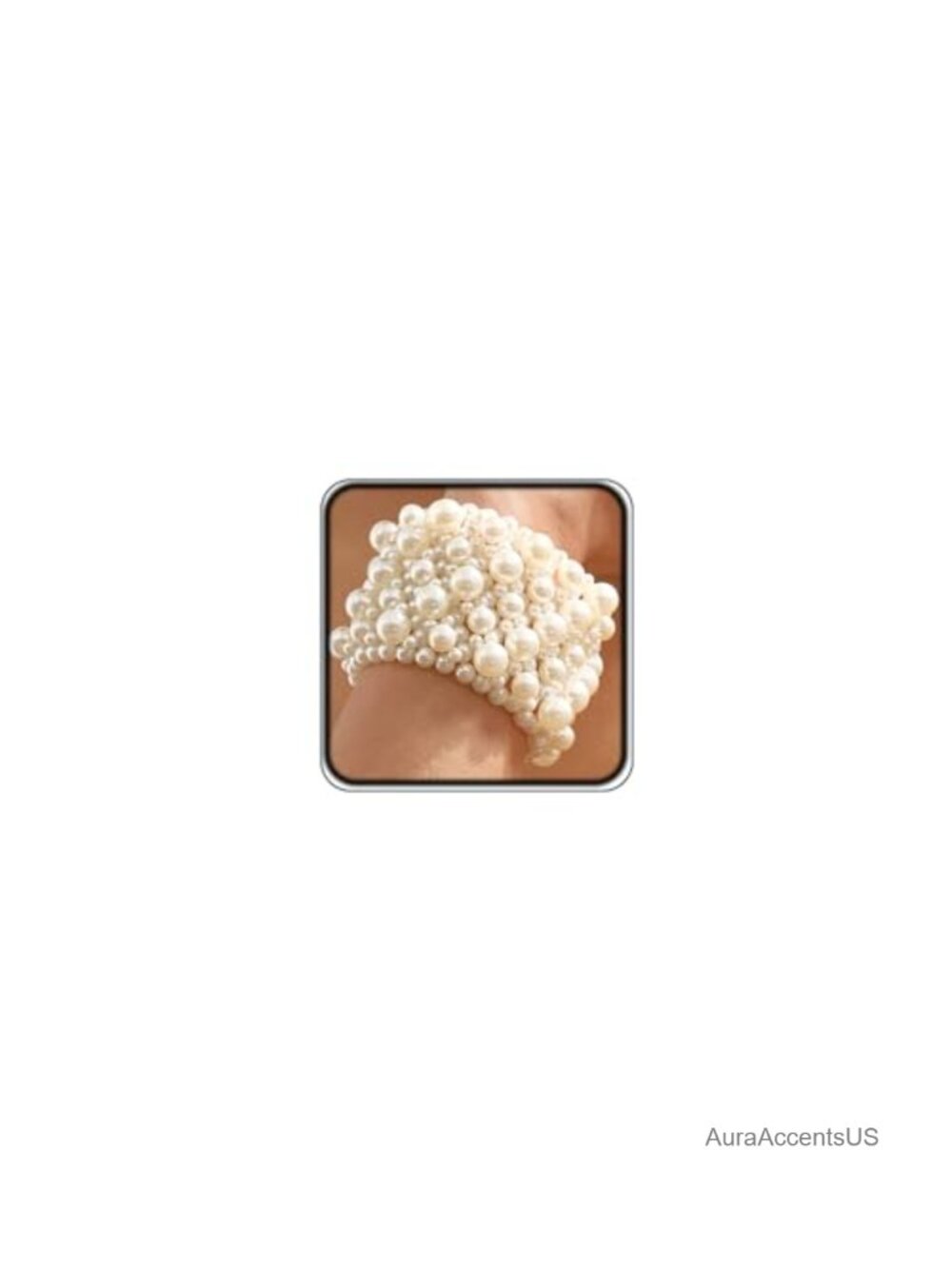 Chunky White Pearl Beaded Stack Stretch Bracelets for Women